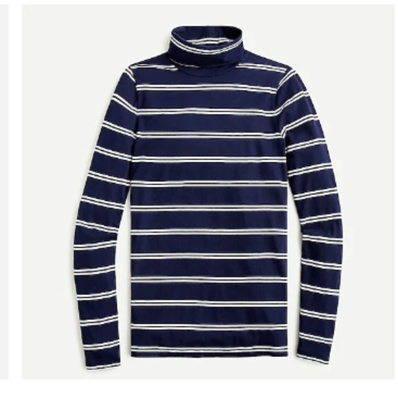 J. Crew Tops - J. Crew Tissue Turtleneck T-shirt in Stripes Navy Size S